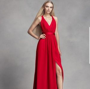 V-Neck Halter Dress with Sash